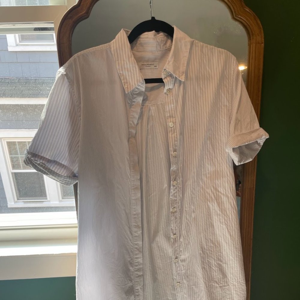 Equipment femme shirt dress white with blue stripes